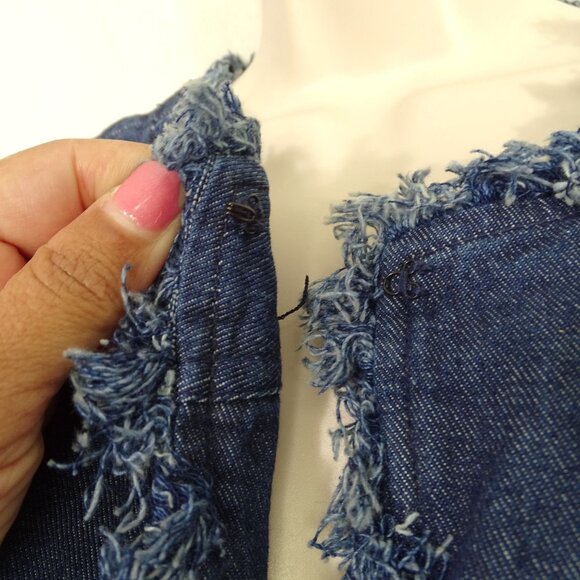 Jessica London Open Front Denim Jacket Fringe Edges Women Plus Size 20W Long Slv - Picture 5 of 12
